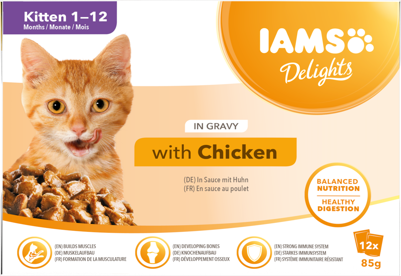 Iams Cat Delights Kitten 85 g x 12 påsar - Våtfoder Kattunge