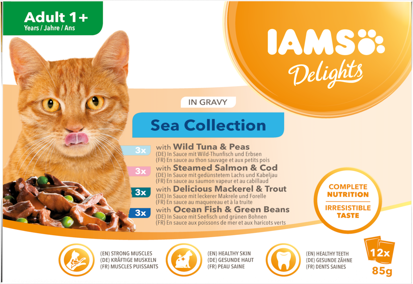 Iams Cat Delights Gravy Multipack Sea 85 x 12 påsar - Våtfoder Katt