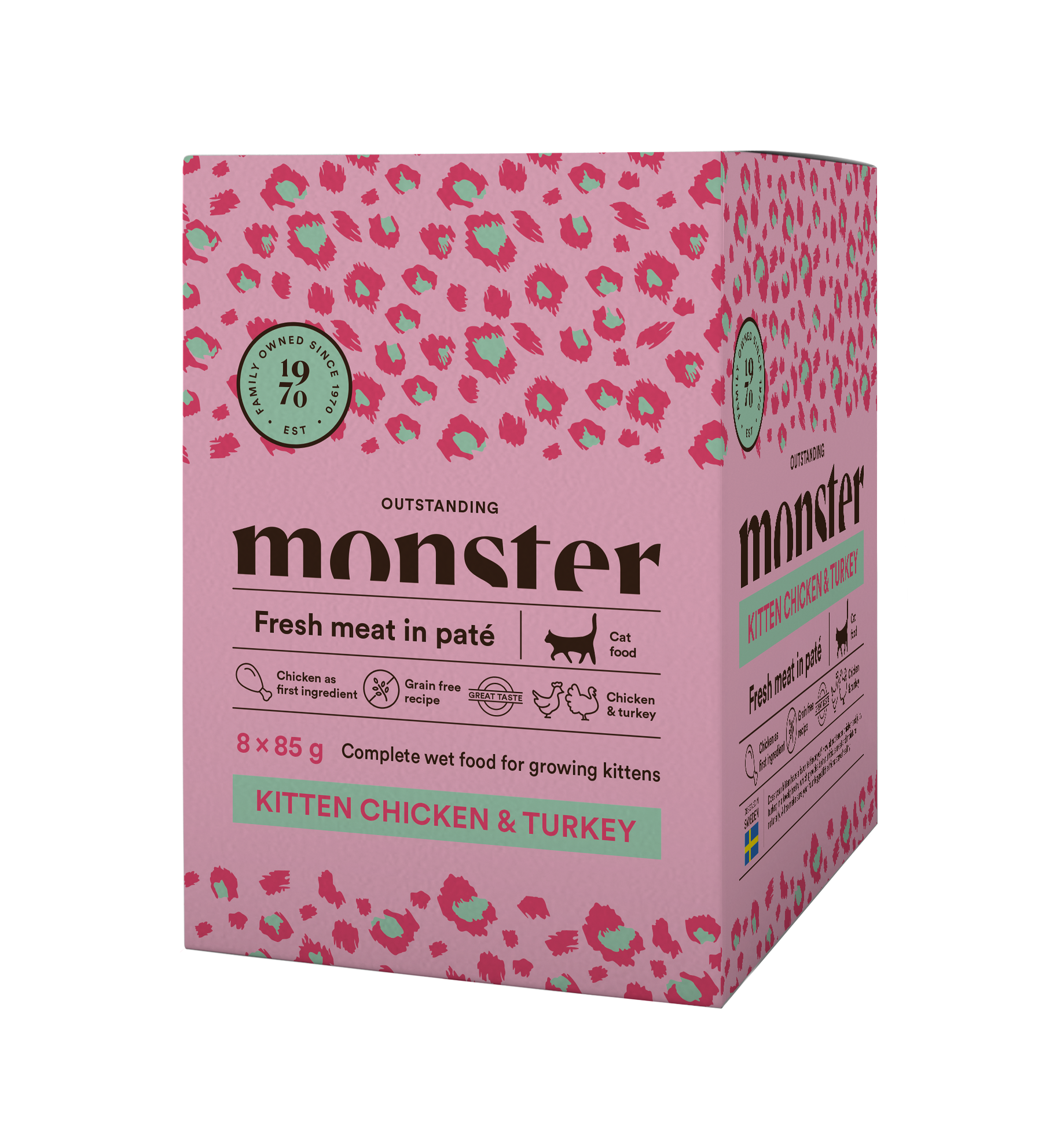 Monster Cat Pouches Kitten Chicken/Turkey 85 g x 8-pack - Våtfoder Kattunge
