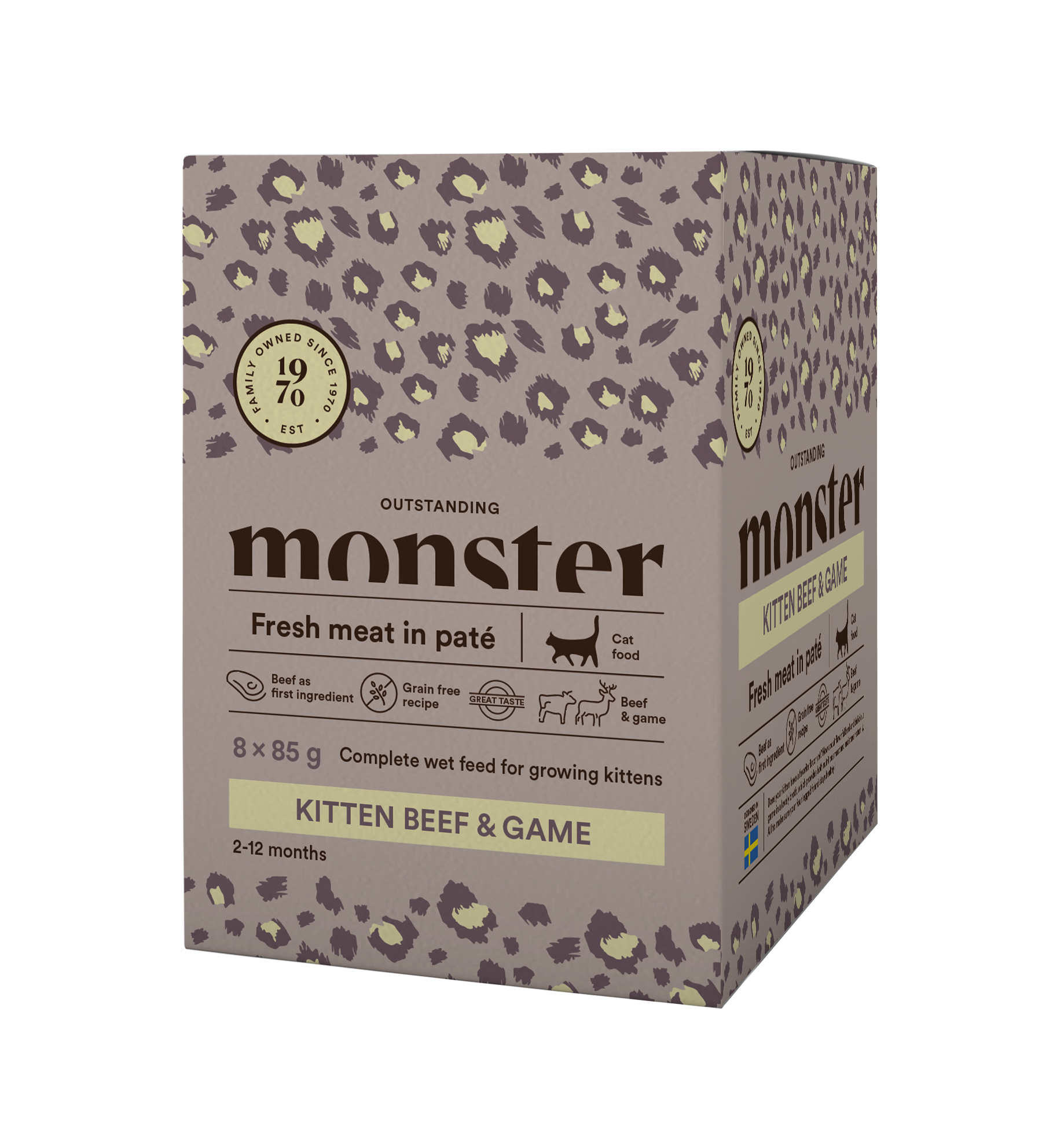 Monster Cat Pouches Kitten Beef/ Game 85 g x 8 påsar - Våtfoder Kattunge