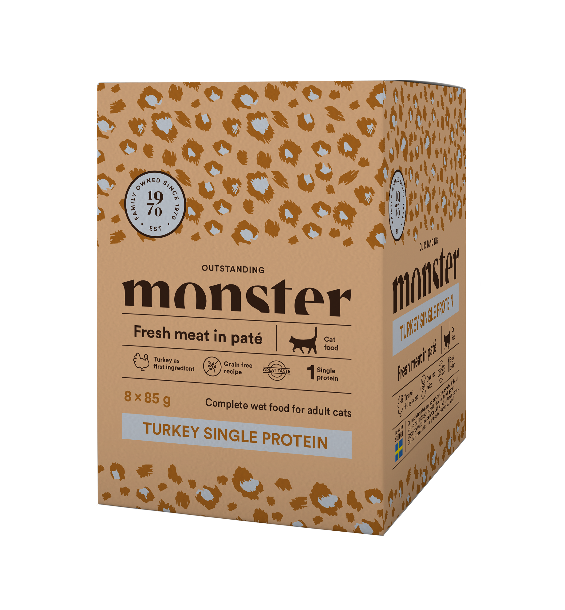 Monster Cat Pouches Adult Turkey 85 g x 8 påsar - Våtfoder Katt