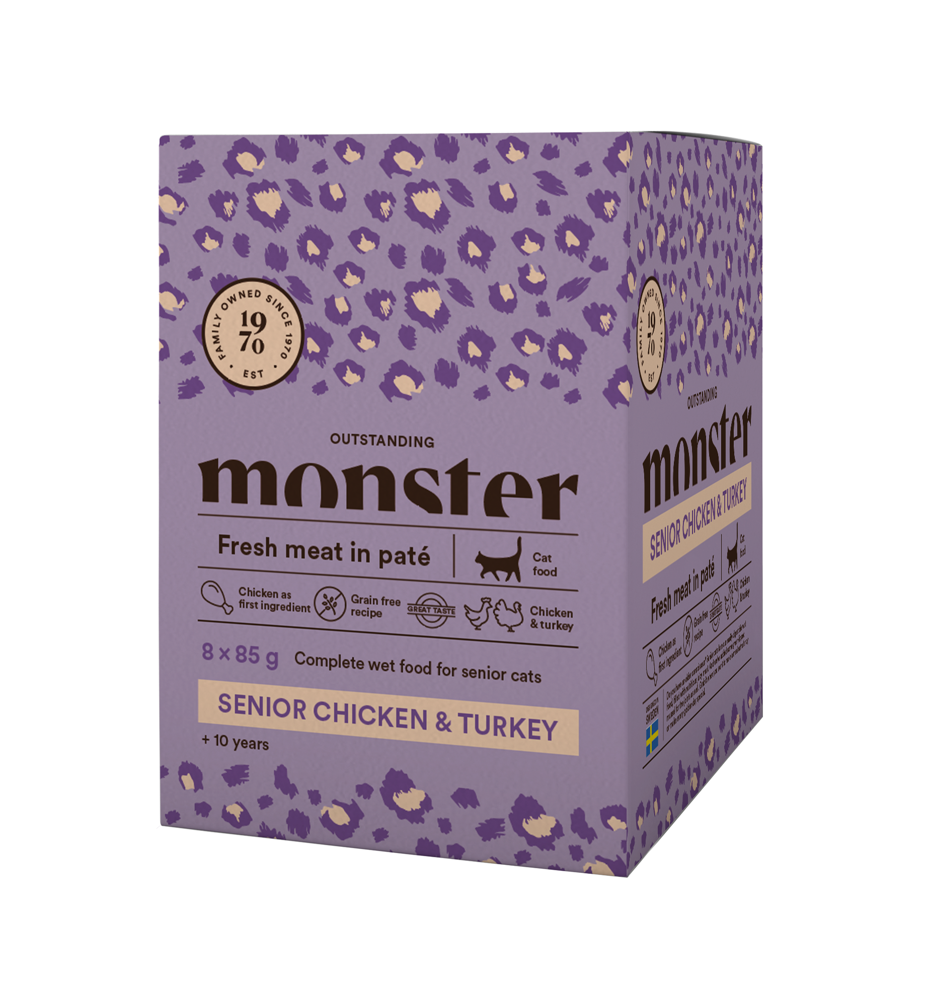 Monster Cat Pouches Senior Chicken/Turkey 85 g x 8 påsar - Våtfoder Katt