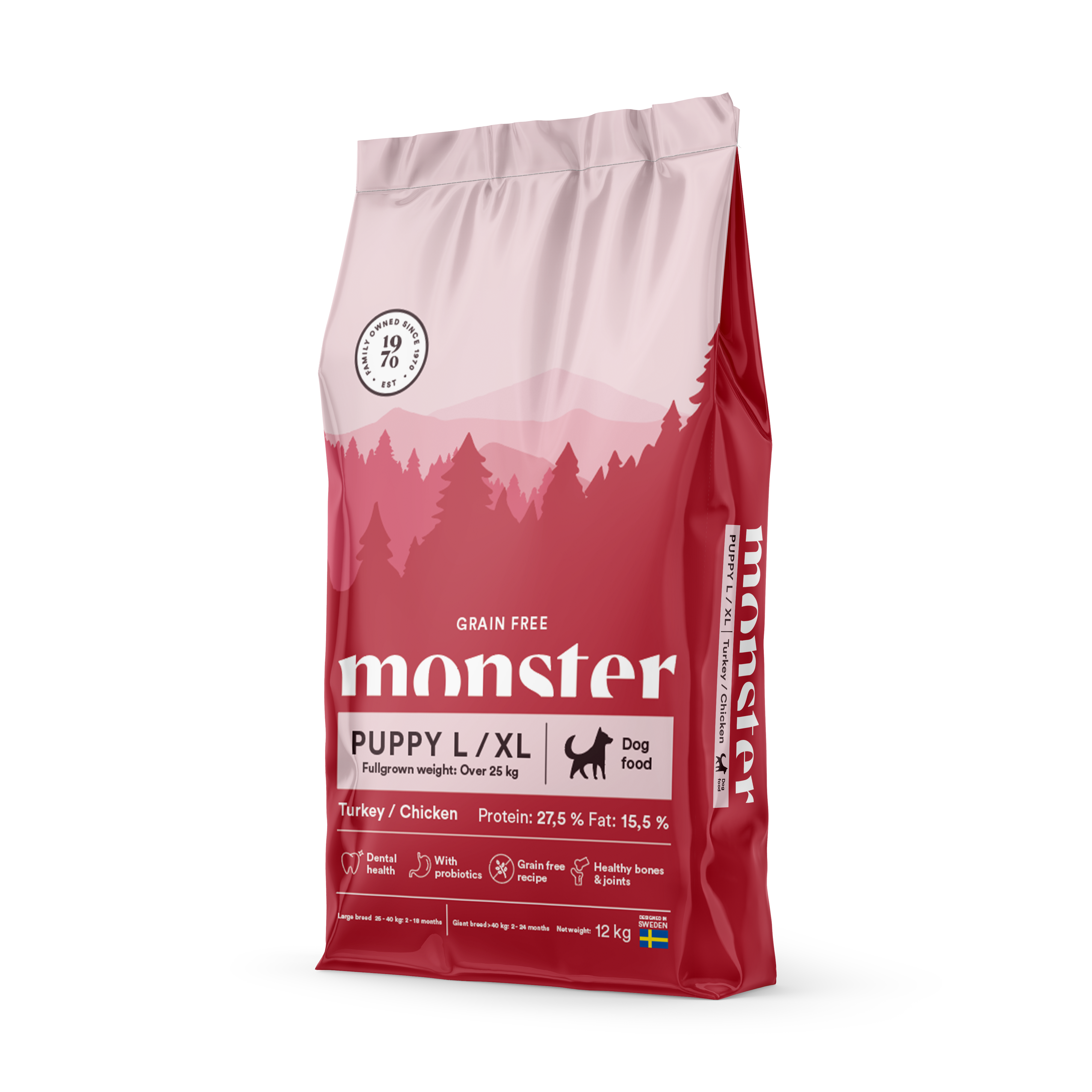 Monster Dog Grain Free Puppy spannmålsfritt torrfoder för stora valpar med smak av kyckling och kalkon