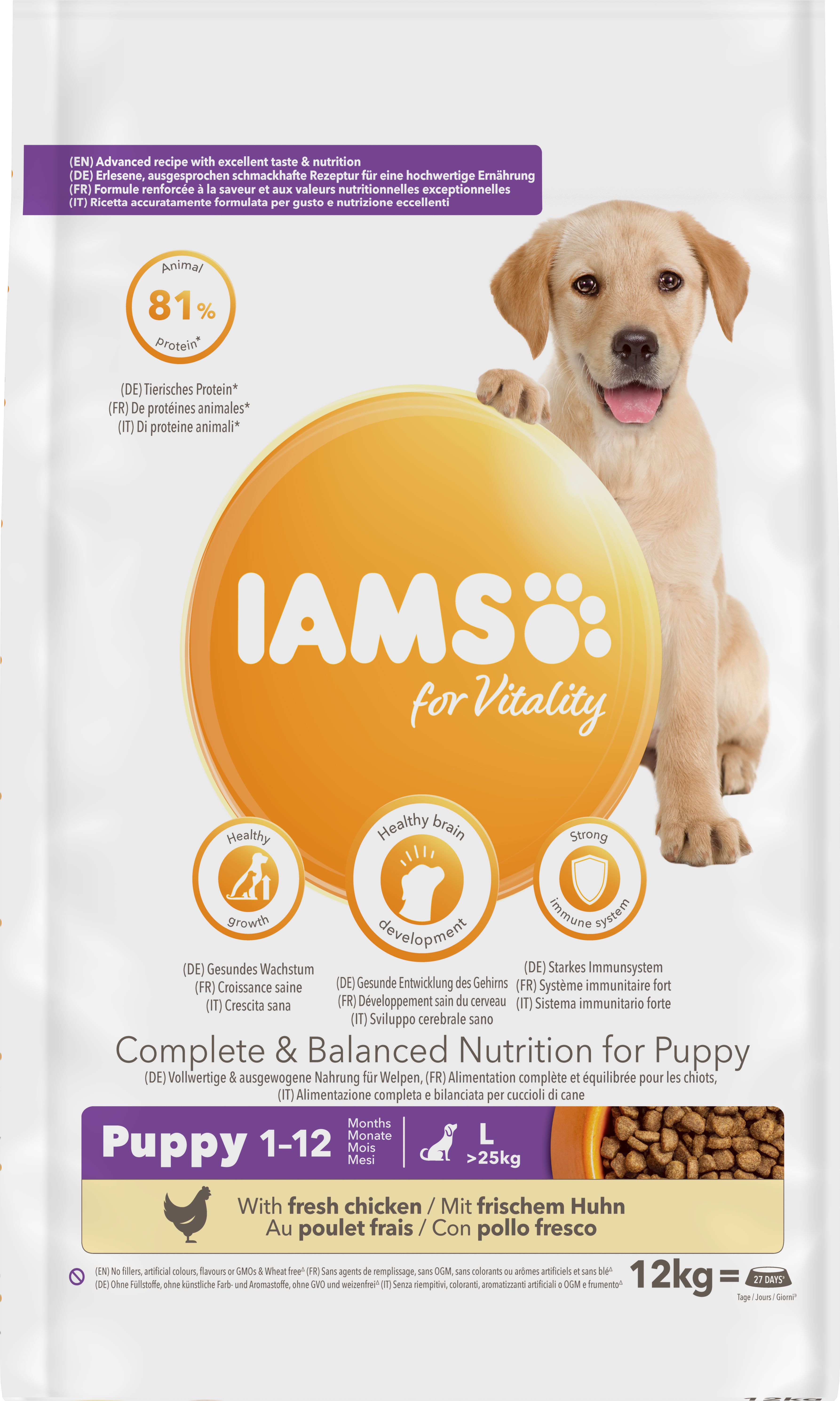 Iams Vitality Dog Puppy Large 12 kg - Torrfoder Valp