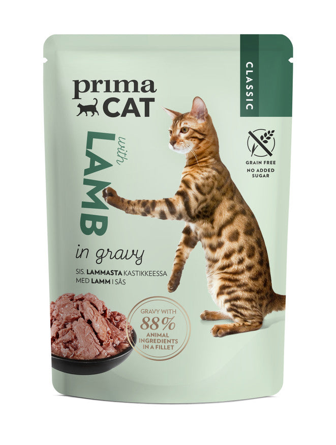 PrimaCat Classic Lamm i Sås 85 g  x 28 påsar - Våtfoder Katt