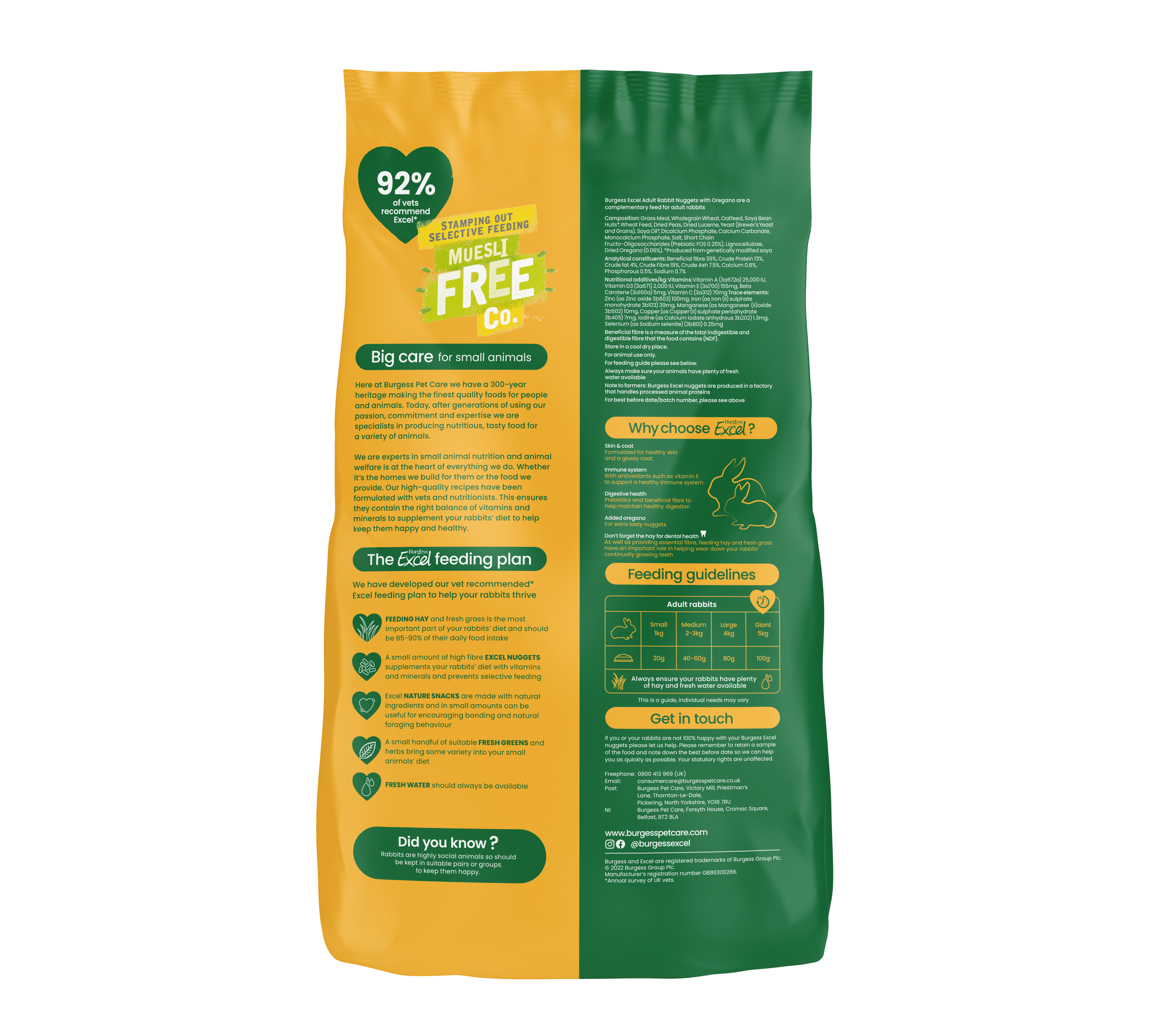 Burgess Excel Rabbit Adult Oregano 1,5 kg - Kaninfoder