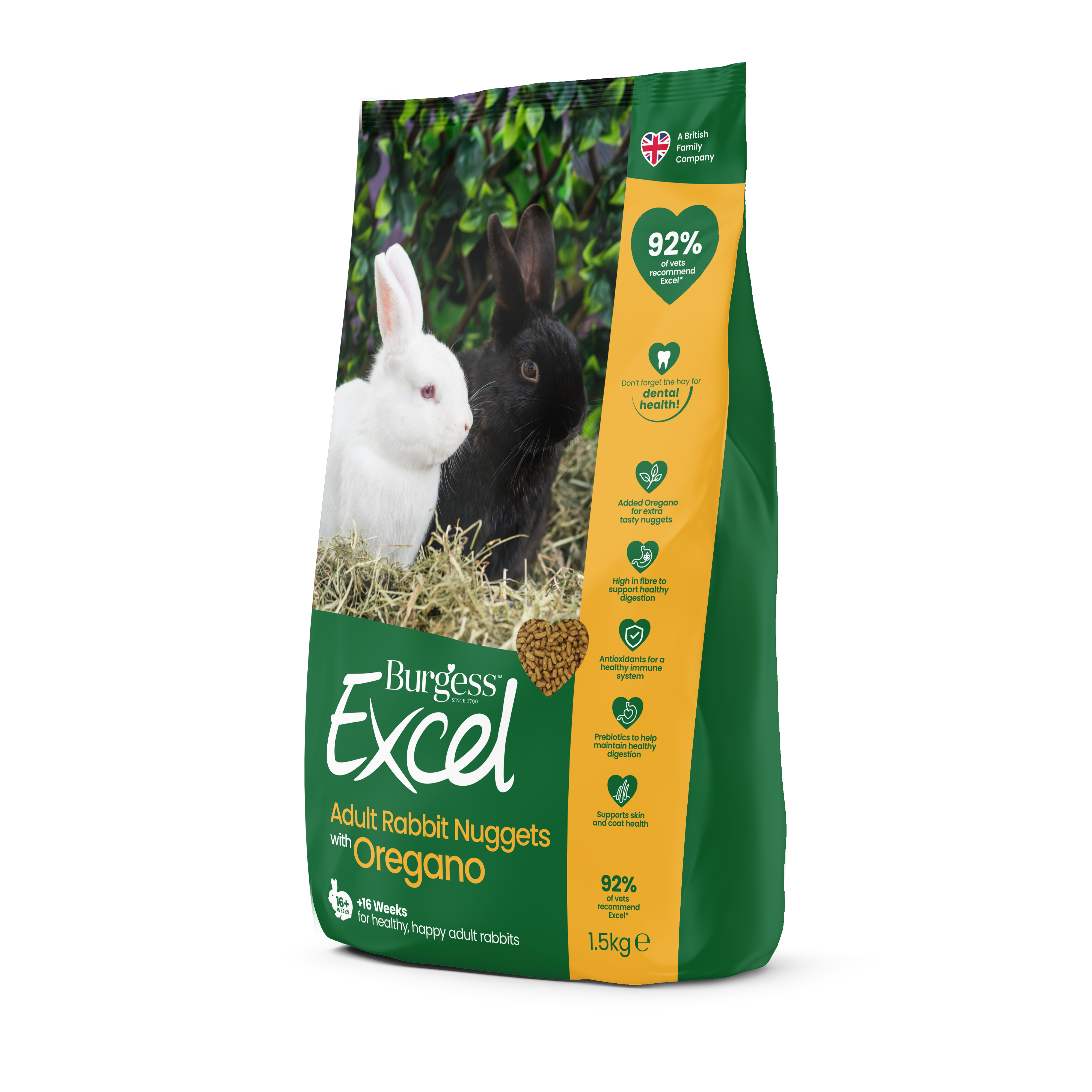 Burgess Excel Rabbit Adult Oregano 1,5 kg - Kaninfoder