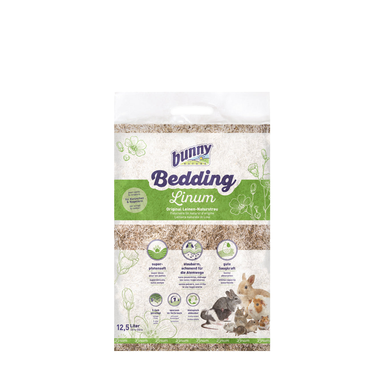 Bunny Nature Bedding Linum Small 12,5 L -  Naturligt bottenströ av lin för smådjur