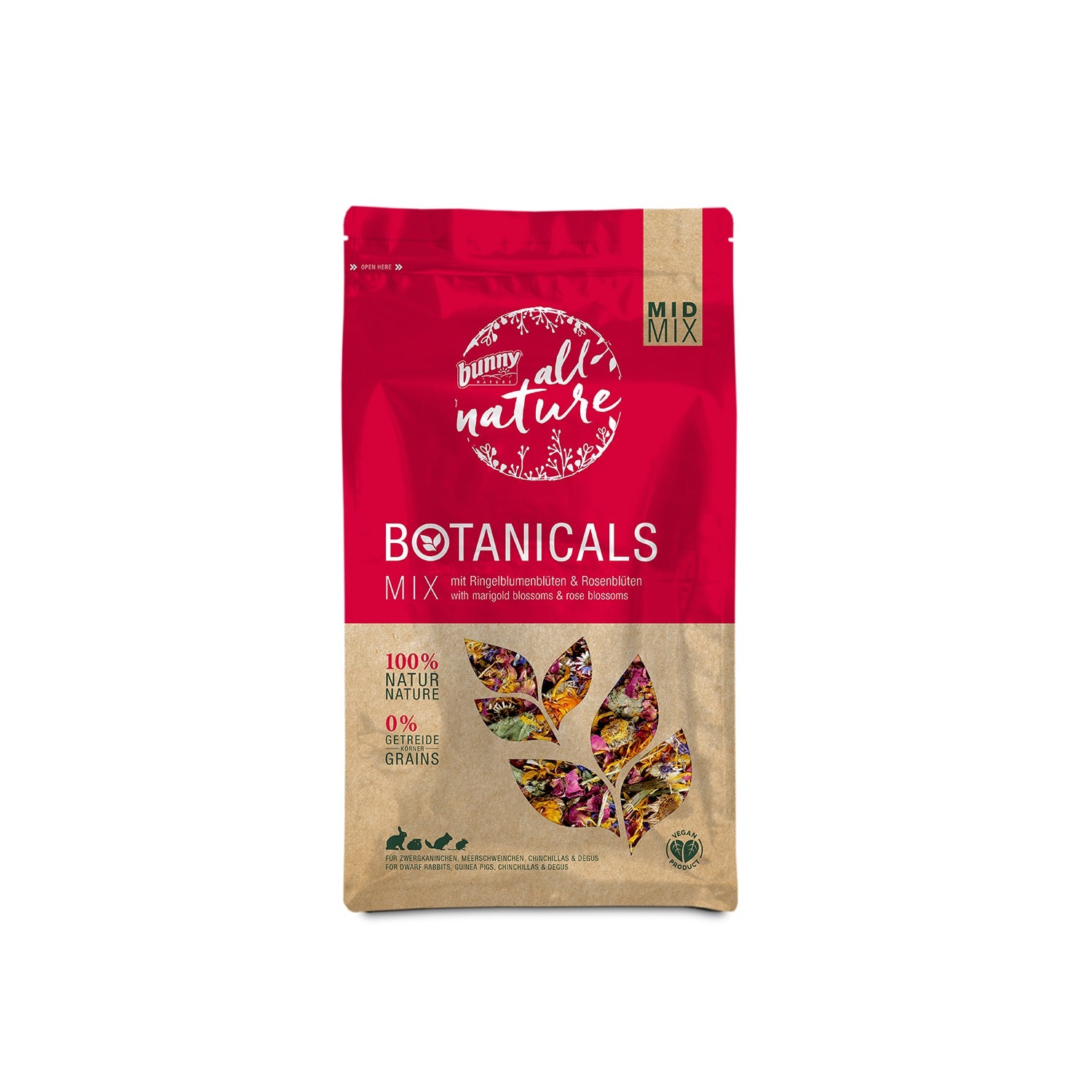 Bunny Nature Botanicals Medium Ringblommor & Rosblad 150 g x 4 påsar -Snacks Gnagare