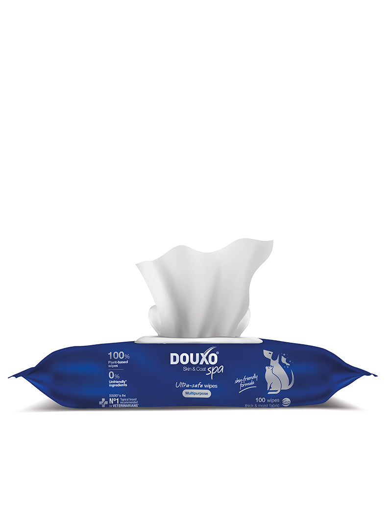 Douxo Spa Multipurpose Wipes 100 st - Skonsam och effektiv rengöring för hund & katt berikad med mandelprotein